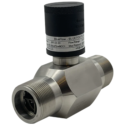 BlueFlow Bluetooth Inline Turbine Flow Meter 